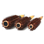 Brosse ronde en poils de sanglier antistatique avec Poignée en bois - Vignette | Belle brosse