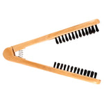 Double brosse de lissage à cheveux en bois antistatique - Vignette | Belle brosse