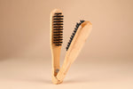 Double brosse de lissage à cheveux en bois antistatique - Vignette | Belle brosse