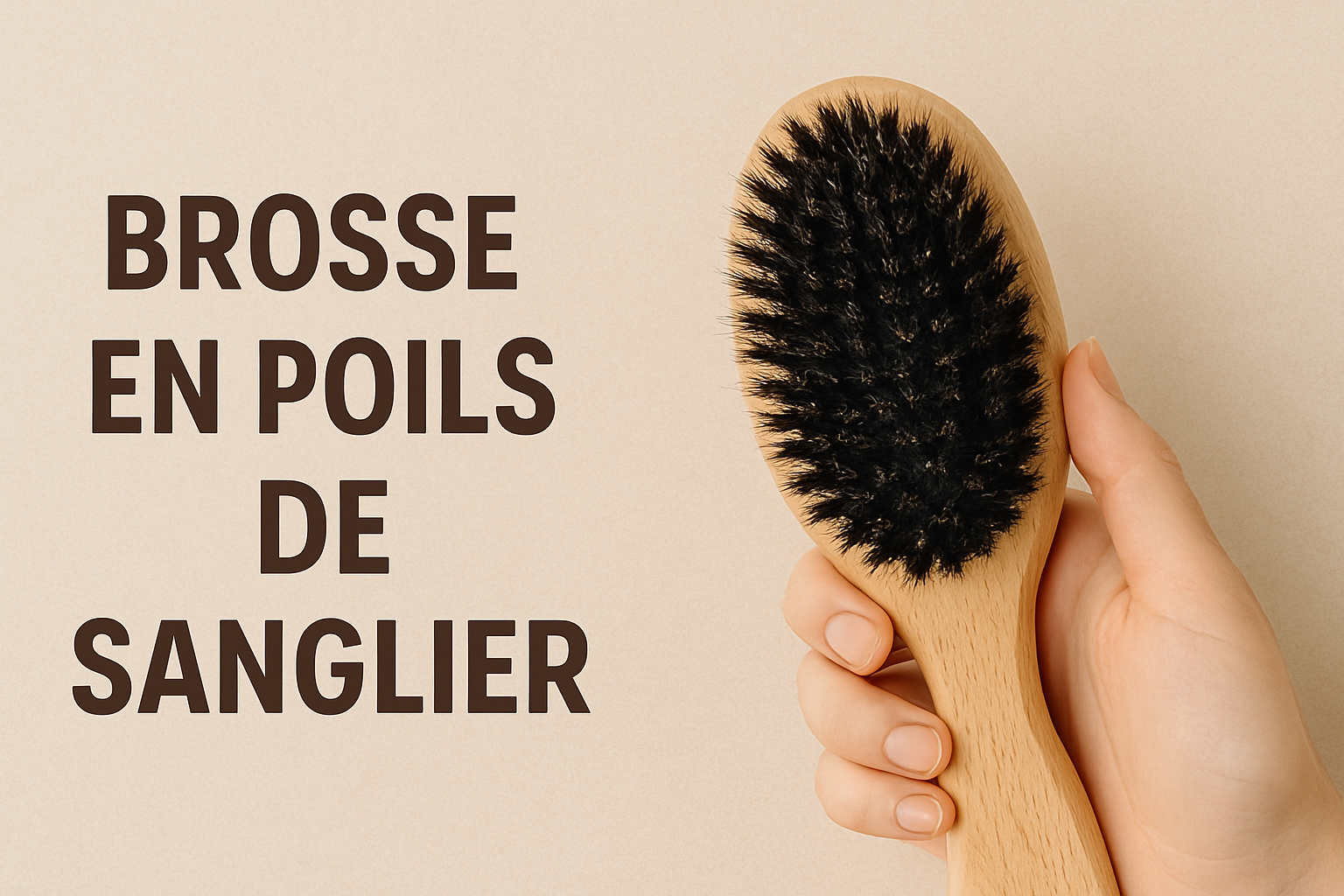Brosse en Poils de Sanglier en bois et poils noir