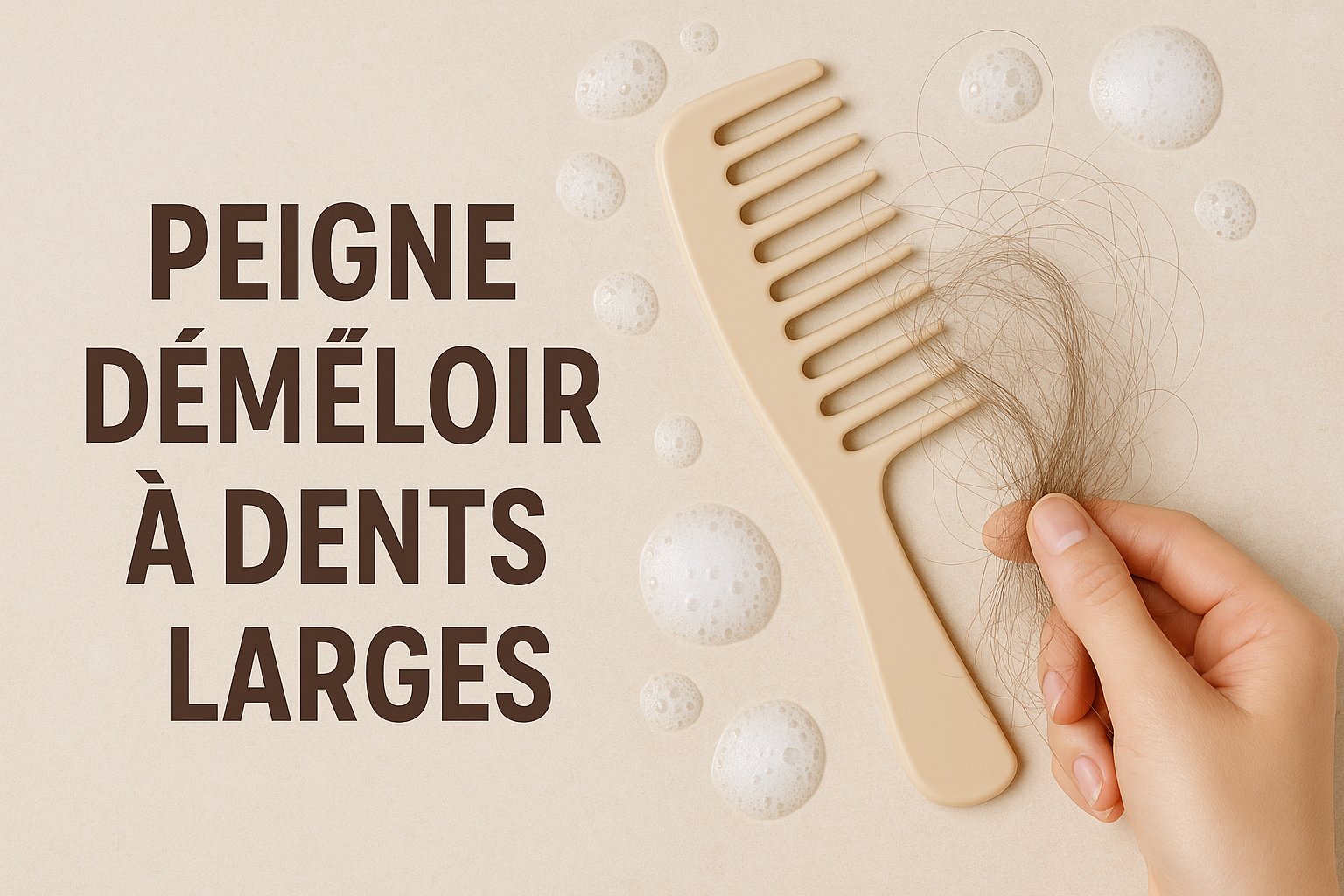 Peigne Démêloir à Dents Larges marron beige
