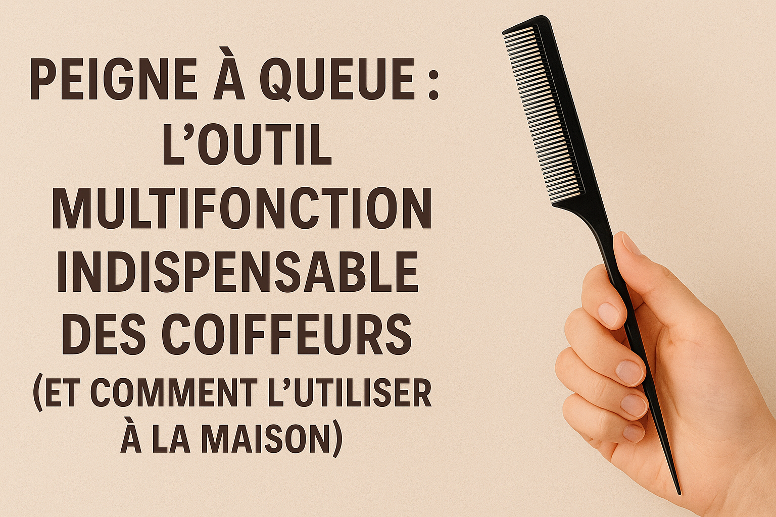 Peigne à Queue noir tenu par une main