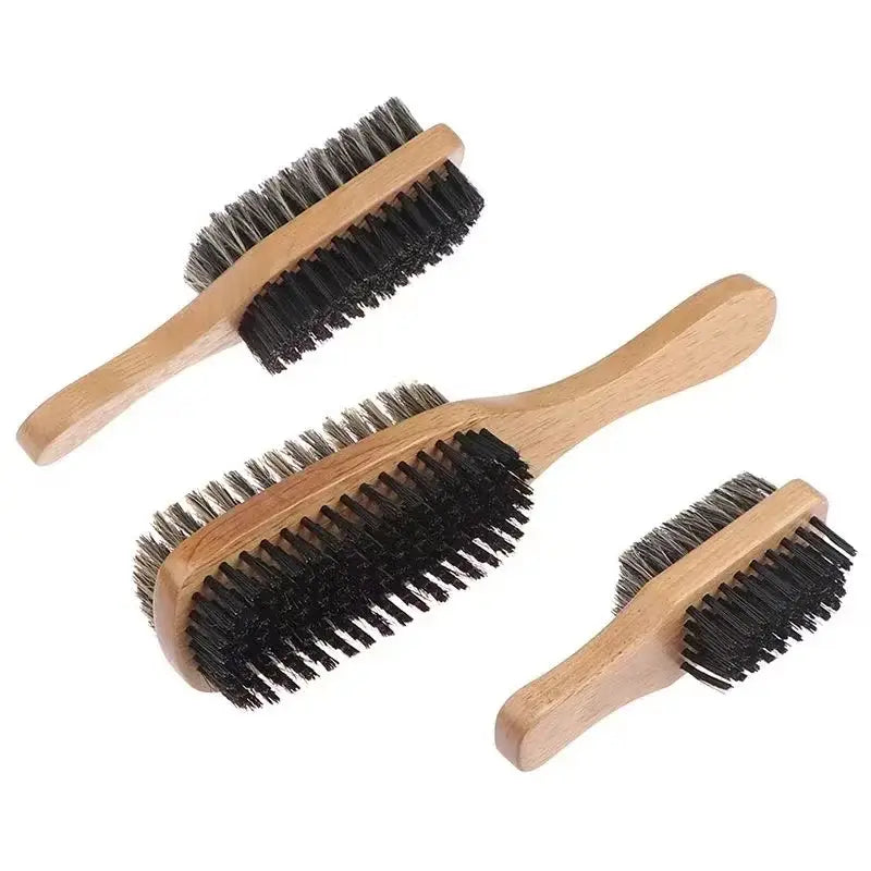 Brosse à barbe en bois naturel double face à poils