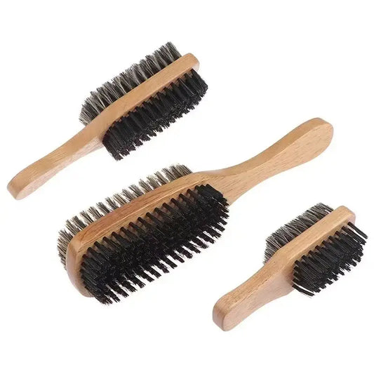 Brosse à barbe en bois naturel double face à poils
