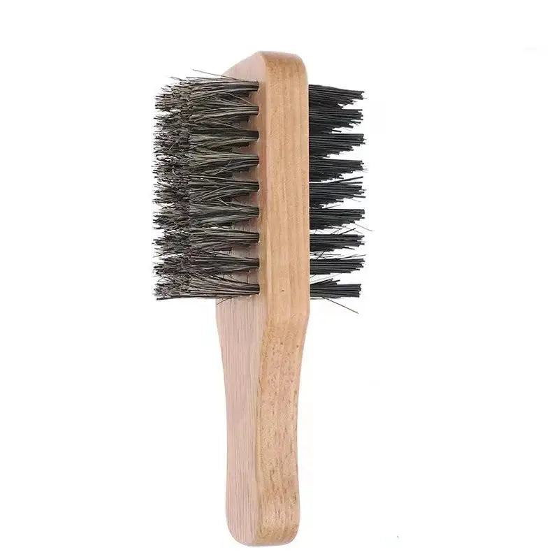 Brosse à barbe en bois naturel double face à poils - S