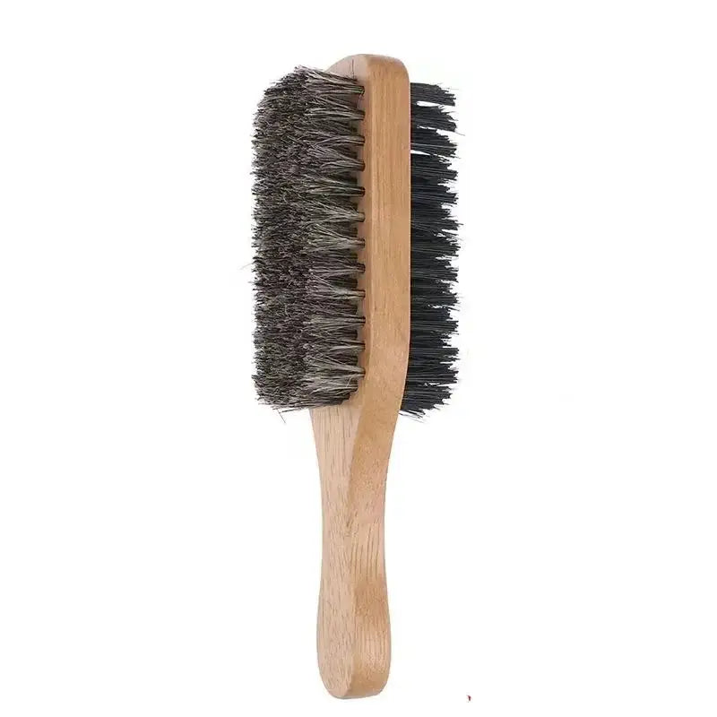 Brosse à barbe en bois naturel double face à poils - M