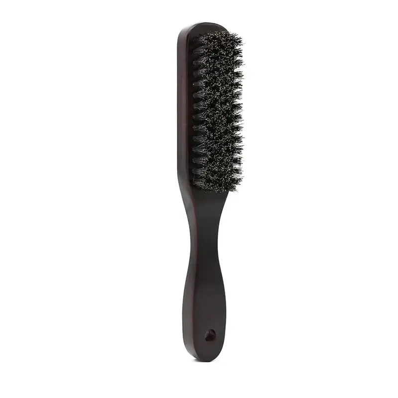 Brosse à barbe en poils de sanglier courbée - Noir.2