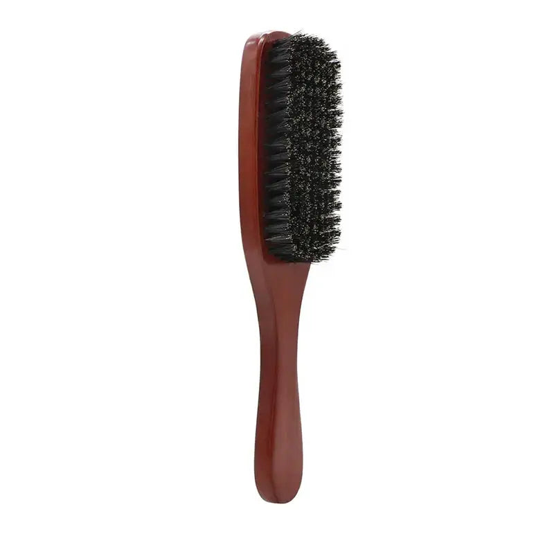 Brosse à barbe en poils de sanglier courbée - Marron.2
