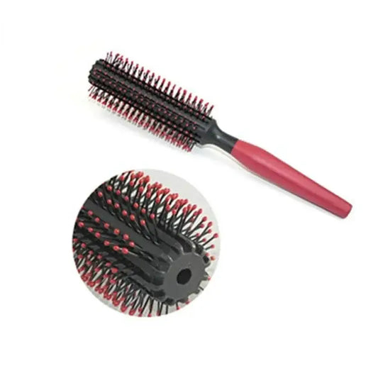 Brosse à cheveux bouclés antistatique à dents en nylon - Rouge