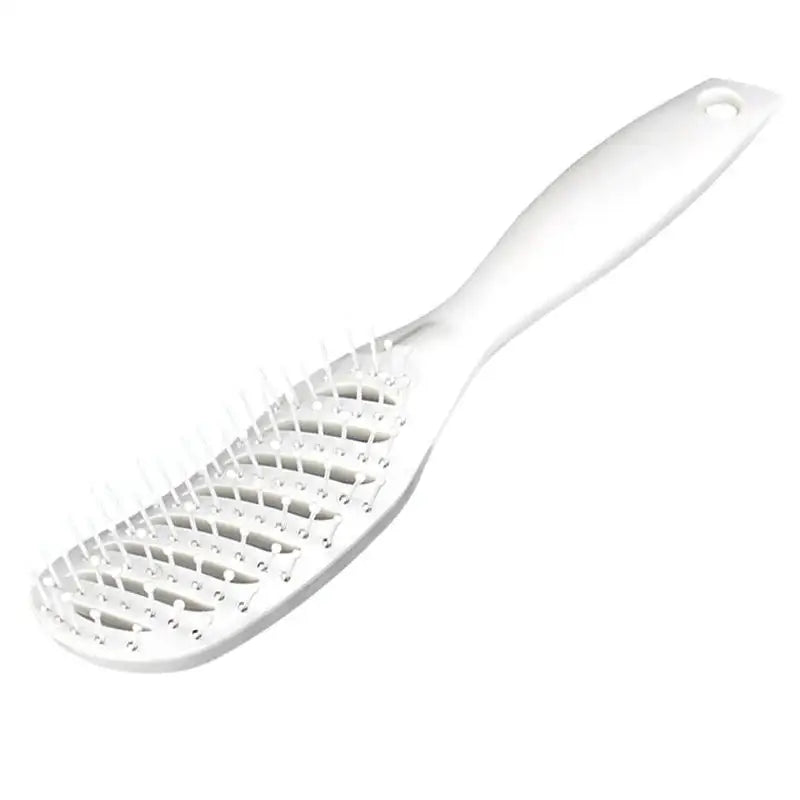 Brosse à cheveux démêlante antistatique courbée - Blanc