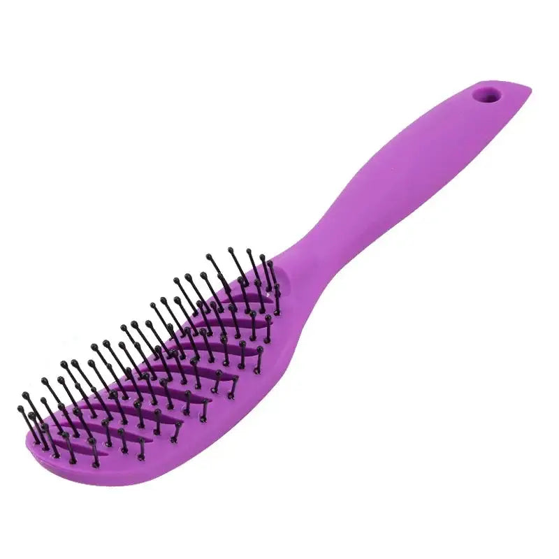Brosse à cheveux démêlante antistatique courbée - Pourpre