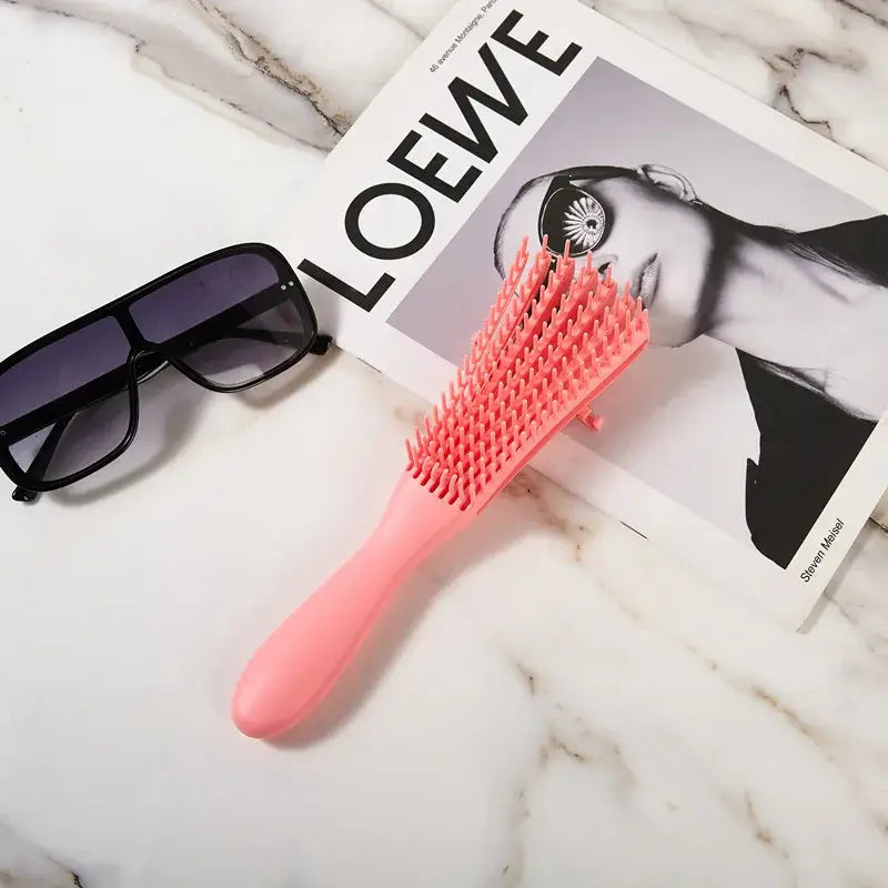 Brosse à cheveux démêlante pour cheveux frisés - Rose