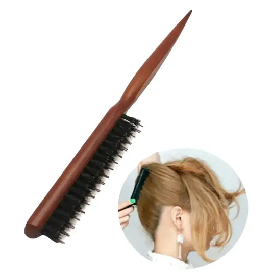 Brosse à cheveux en bois et poils de sanglier pour extension de cheveux