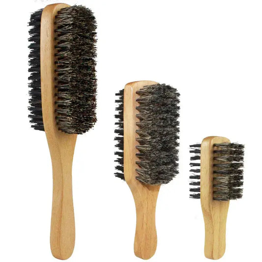 Brosse à cheveux en poils de sanglier en bois naturel double face