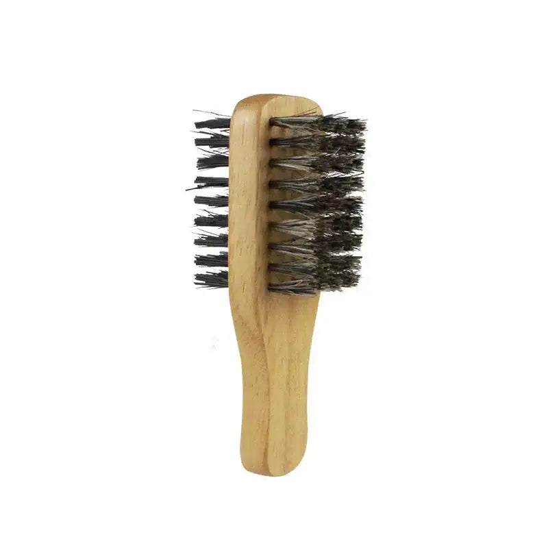 Brosse à cheveux en poils de sanglier en bois naturel double face - 11.5x3.7x4.4cm