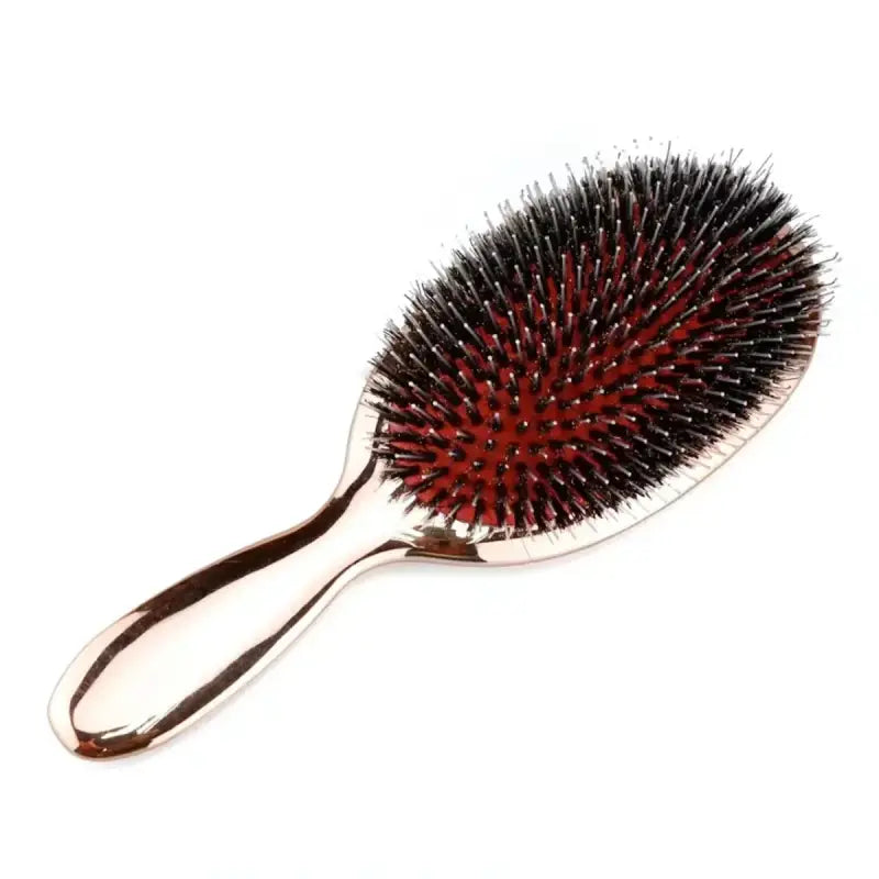 Brosse à cheveux en poils de sanglier ovale antistatique - Or rose