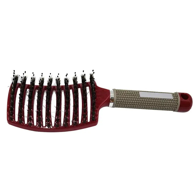 Brosse à cheveux en poils et nylon - Rouge
