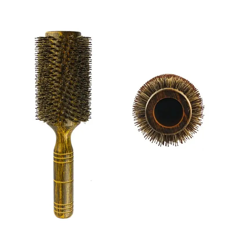Brosse à cheveux ronde en poils de sanglier en bois - XL