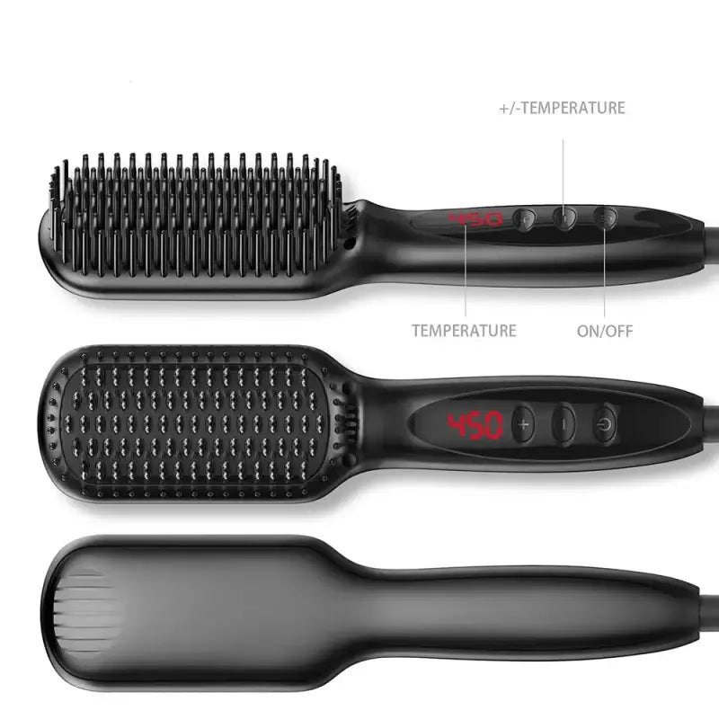 Brosse à lisser les cheveux chauffant pour barbe - Noir