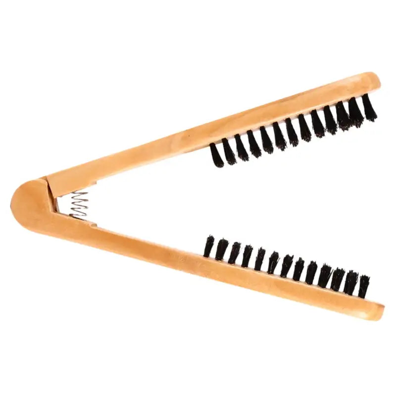 Double brosse de lissage à cheveux en bois antistatique - Bois