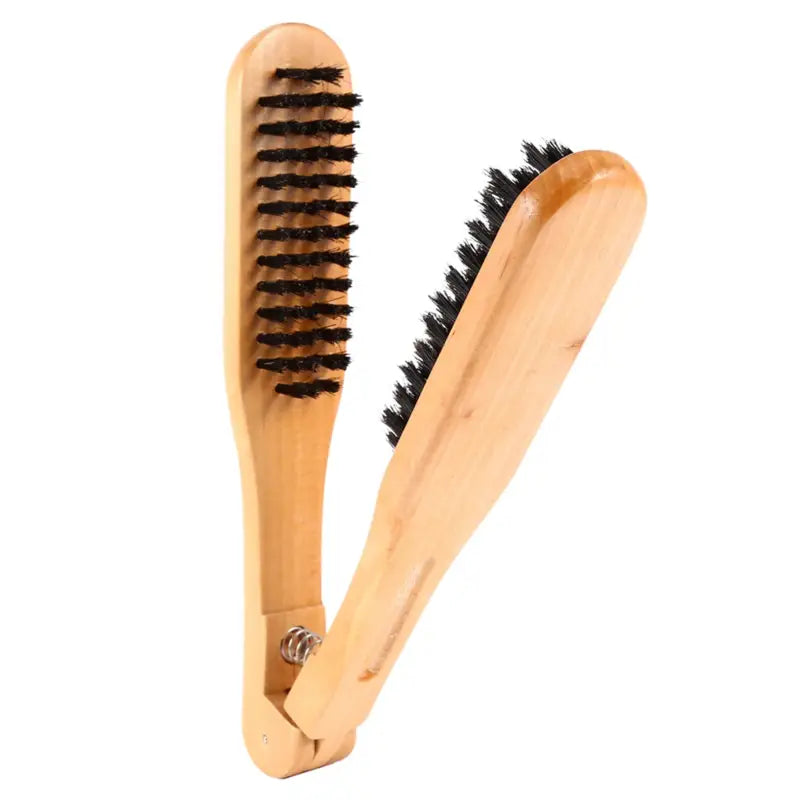 Double brosse de lissage à cheveux en bois antistatique - Bois